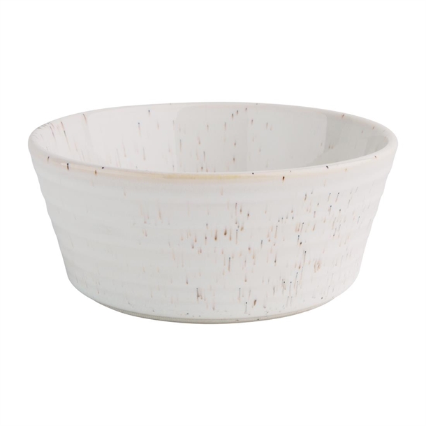 Olympia Cavolo Flat Round Bowls White Speckle 143mm (6 Pack) Olympia Cavolo Flat Round Bowls White Speckle 143mm (6 Pack)