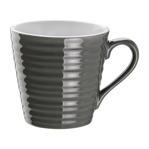 Olympia Cafe Mug Charcoal Ripple - 340ml (Box 6)