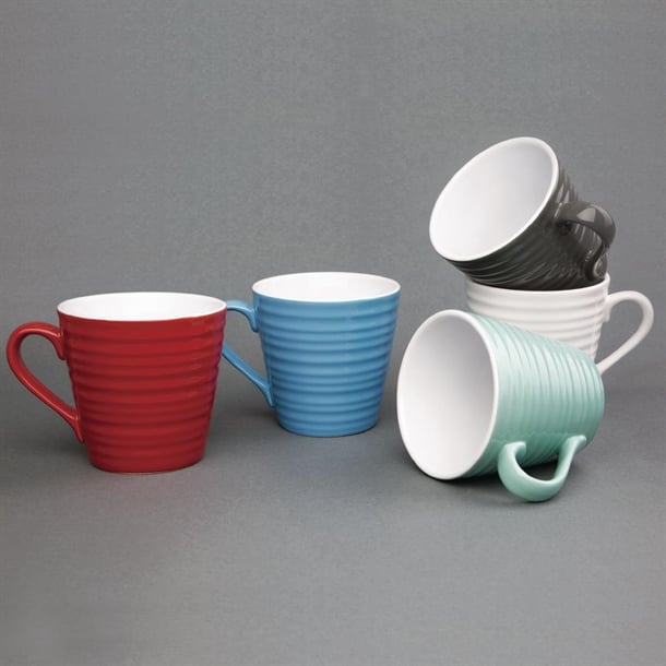 Olympia Cafe Mug Red Ripple - 340ml (Box 6) Olympia Cafe Mug Red Ripple - 340ml (Box 6)