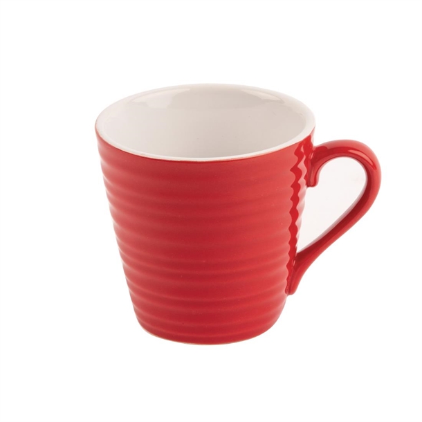 Olympia Cafe Mug Red Ripple - 340ml (Box 6) Olympia Cafe Mug Red Ripple - 340ml (Box 6)