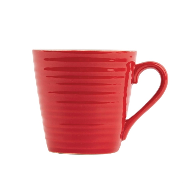 Olympia Cafe Mug Red Ripple - 340ml (Box 6) Olympia Cafe Mug Red Ripple - 340ml (Box 6)