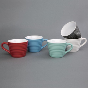 Olympia Cafe Mug White Ripple - 230ml (Box 6)