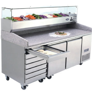 2 DOOR PIZZA TABLE FRIDGE WITH DRAWERS 2010 MM EPF3480