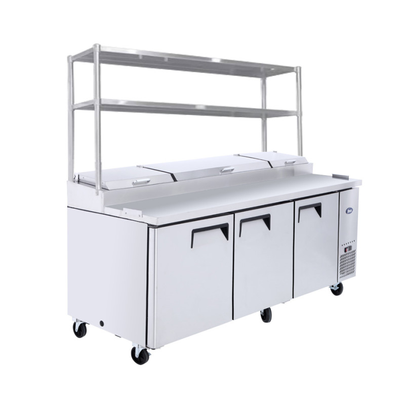 3 DOOR PIZZA PREP TABLE FRIDGE WITH OVER SHELF MPF8203OS 3 DOOR PIZZA PREP TABLE FRIDGE WITH OVER SHELF MPF8203OS
