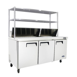 3 DOOR SANDWICH PREP TABLE FRIDGE WITH OVER SHELF MSF8304OS