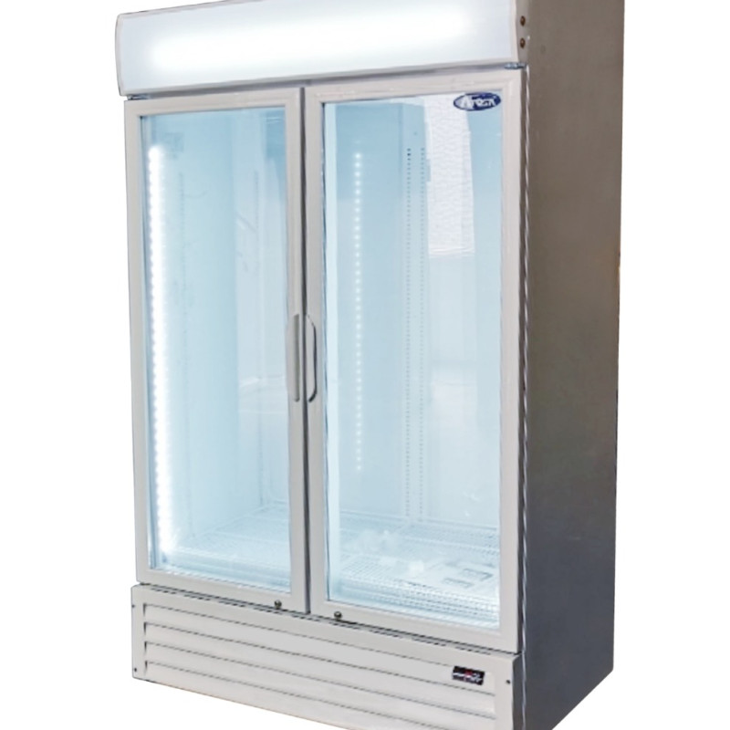 DOUBLE GLASS DOOR MOUNTED FRIDGE WHITE P1000WB-W